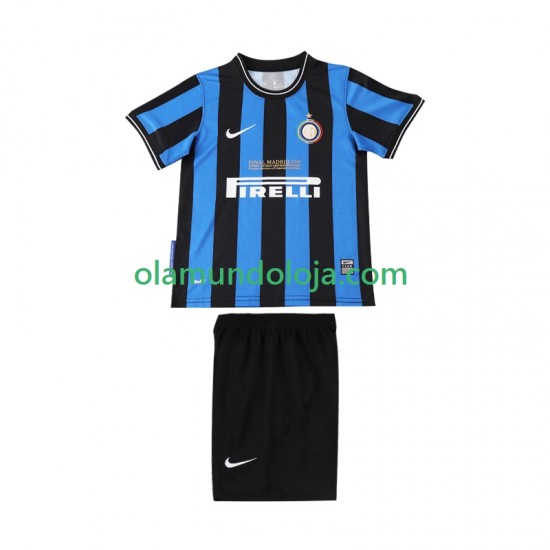 Camisola Inter de Milão 2009 Retro Criança Equipamento Primeiro 2010 Manga Curta
